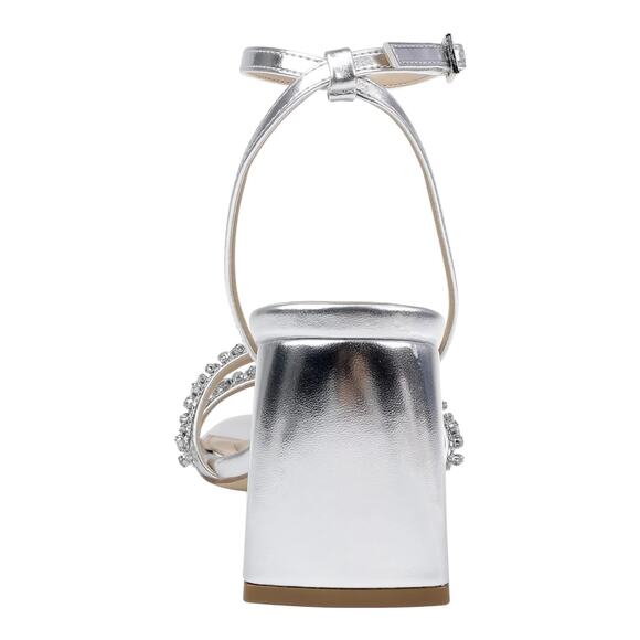 Jewel Badgley Mischka Women's Nella Block Heel Dress Sandals Silver Size 9 - Picture 3 of 5